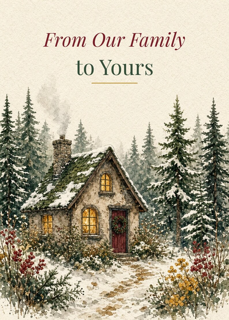 From Our Family to Yours Printable Christmas Card, 5x7 imagen 2