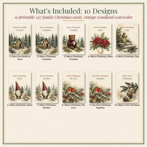 Family Christmas Card Bundle Printable, 10 Cards for Grandma, Grandpa, Mom, Dad, Siblings & Couples, 5x7 Instant Download image 2