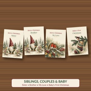Family Christmas Card Bundle Printable, 10 Cards for Grandma, Grandpa, Mom, Dad, Siblings & Couples, 5x7 Instant Download image 4