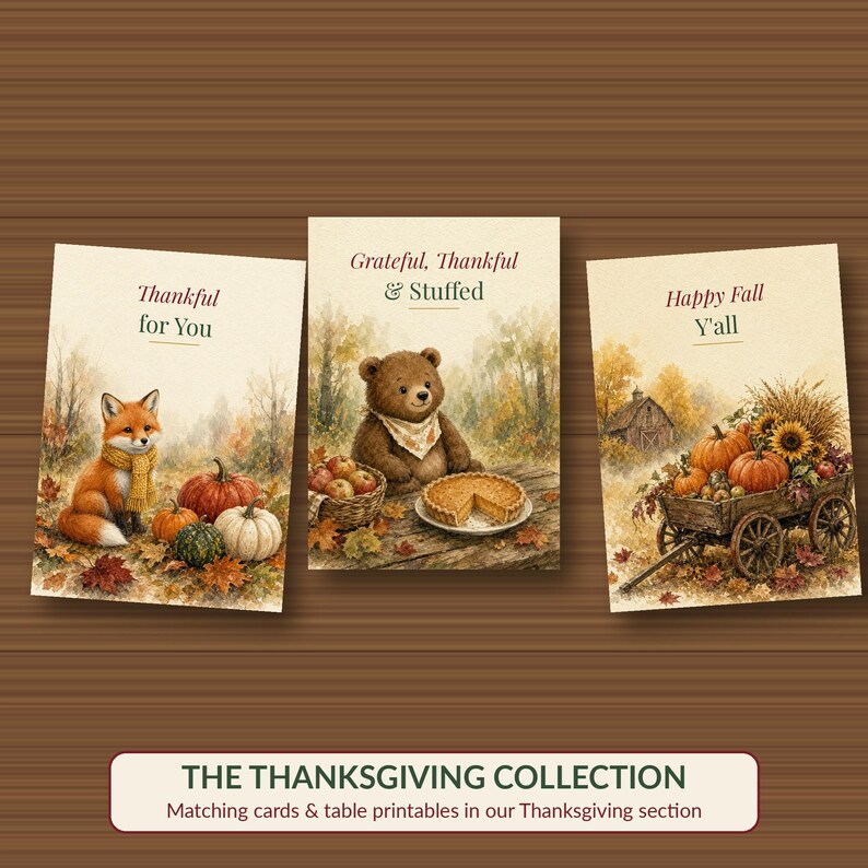 Funny Thanksgiving Card Printable, Gobble Til You Wobble Turkey Pun, 5x7 image 6