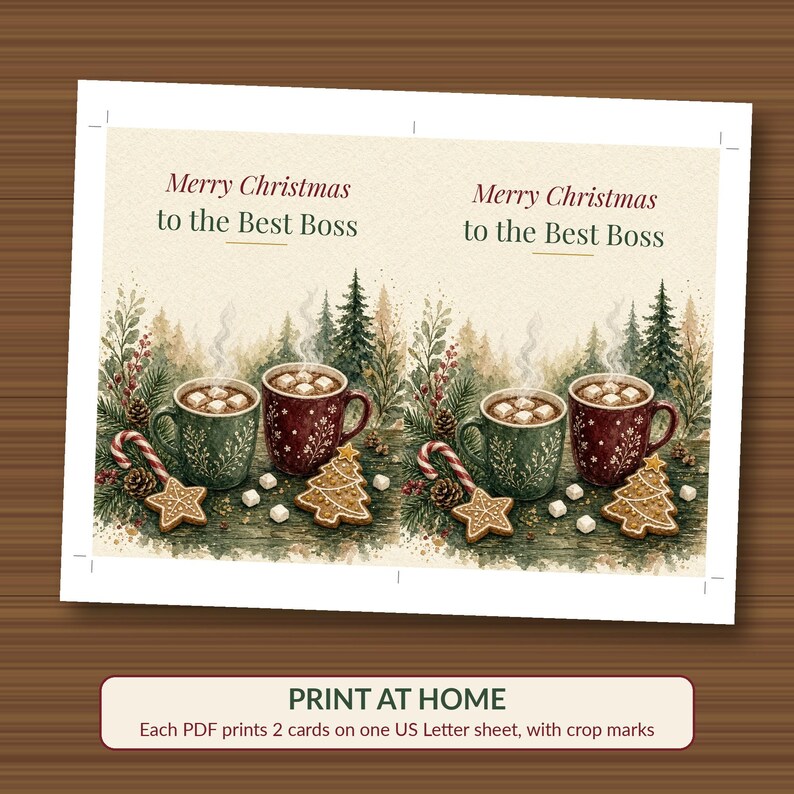 Coworker Christmas Card Bundle Printable, 10 Office Cards for Boss, Teacher, Nurse, Clients & Team, 5x7 Instant Download image 5