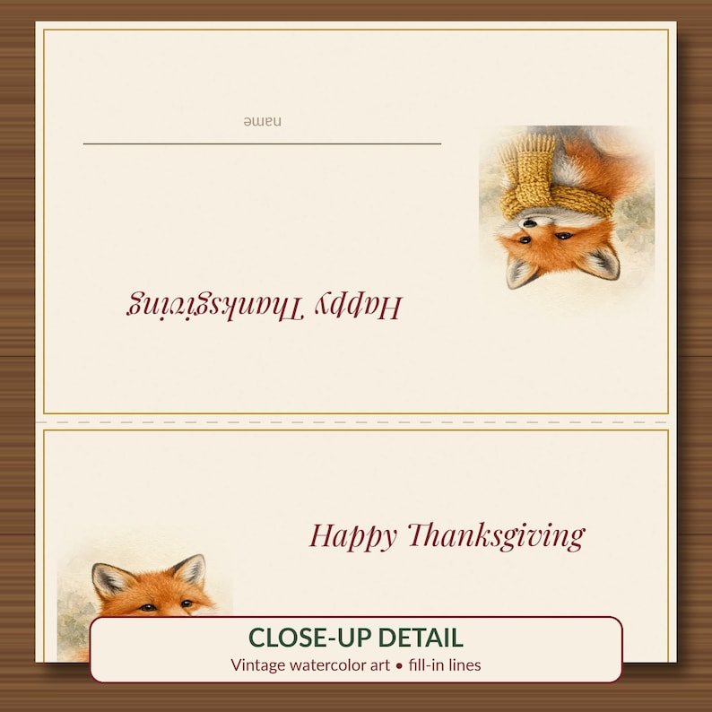 Printbare naamkaartjes voor Thanksgiving, naamkaartjes met bos- en tentmotief, herfsttafeldecoratie afbeelding 2