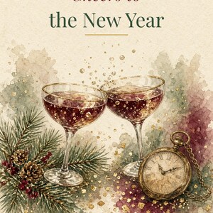 Cheers to the New Year Printable Card, Champagne, 5x7 imagen 2