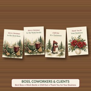 Coworker Christmas Card Bundle Printable, 10 Office Cards for Boss, Teacher, Nurse, Clients & Team, 5x7 Instant Download image 3