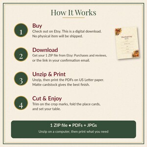 Thanksgiving Table Decor Printable Set, Place Cards, Menu, Gratitude Cards, Trivia, Invitation image 4