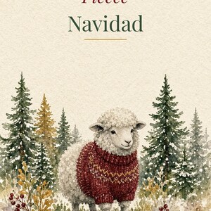 Fleece Navidad Printable Christmas Card, Sheep Pun 5x7 imagen 2