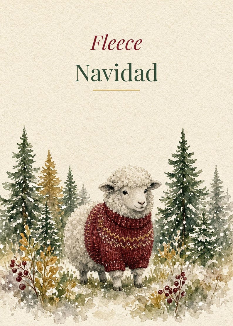 Fleece Navidad Printable Christmas Card, Sheep Pun 5x7 imagen 2