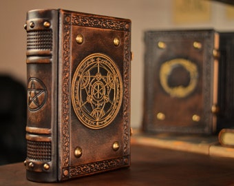 Large Leather Alchemy Book - Medieval styled - Leather Journal ~ Alchemist book ~ Antiqued Journal