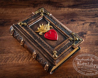Sacred Heart Leather Journal: Embossed Book of Shadows