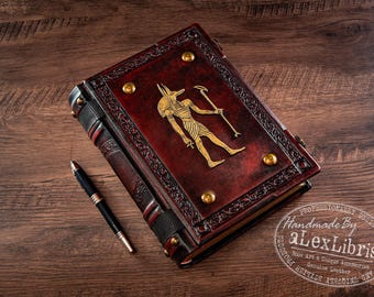 Anubis Leather Journal: Large Antiqued Egyptian Book of Shadows