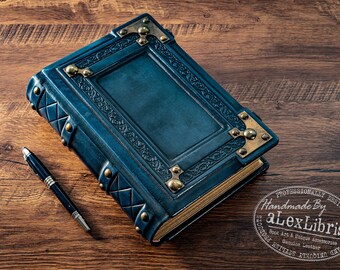 Journal médiéval en cuir italien fait main : Livre des ombres, 20 x 25 cm