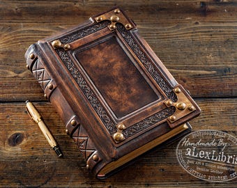 Large Medieval Leather Journal: Embossed Book of Shadows (8x10 Inches)