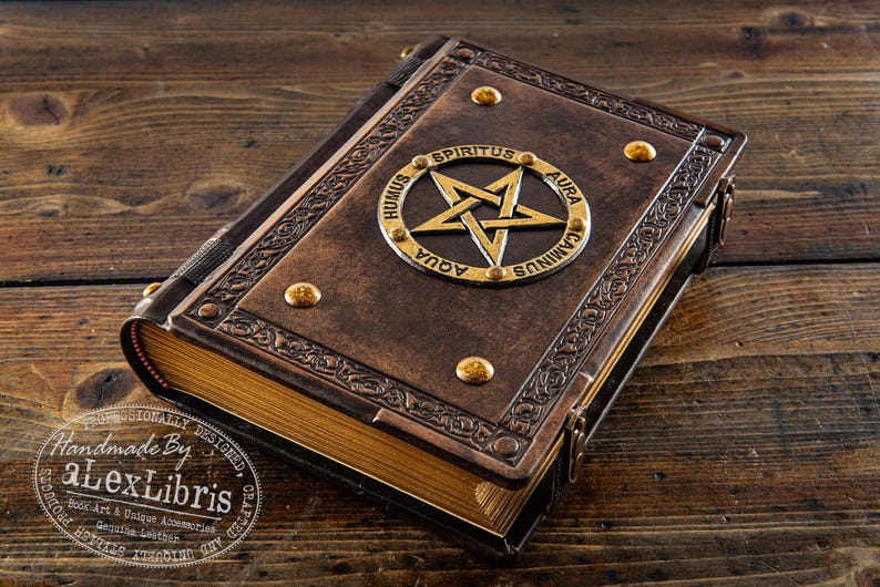 Pentagram Leather Journal: Large Italian Leather Book of Shadows image 5