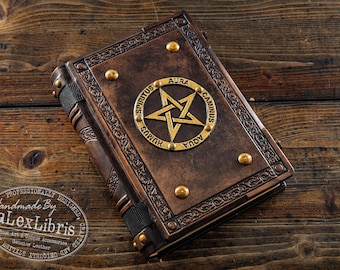 Pentagram Leather Journal: Large Italian Leather Book of Shadows
