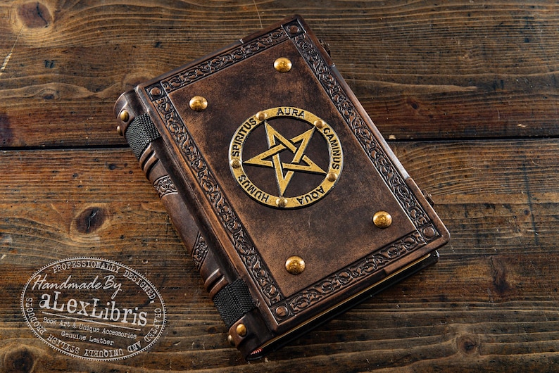 Pentagram Leather Journal: Large Italian Leather Book of Shadows image 1