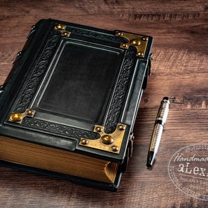 Handmade Italian Leather Journal: Medieval Book of Shadows, Traveler Sketchbook image 3