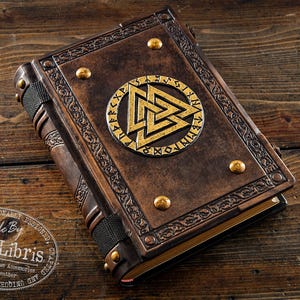 Valknut Leather Journal: Large Norse Pagan Book of Shadows image 1
