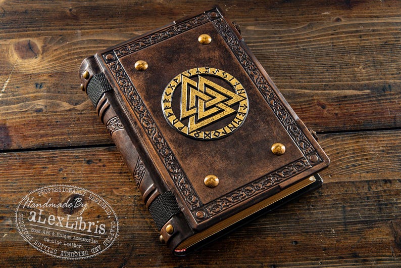Valknut Leather Journal: Large Norse Pagan Book of Shadows image 1
