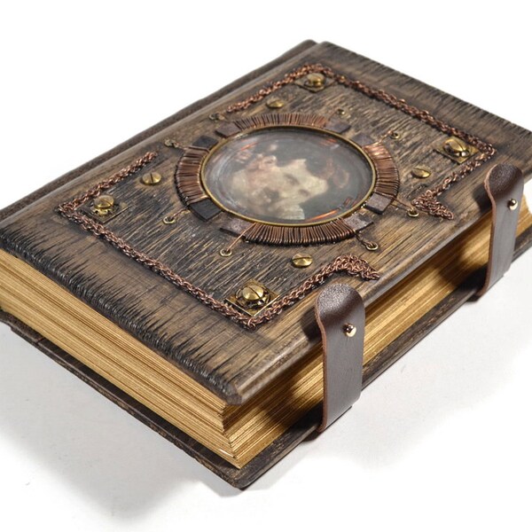 Nikola Tesla Coils - 8.5 x 6.3 inches Steampunk wooden/leather journal in gift box