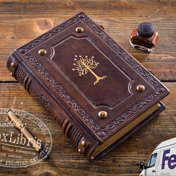 Gondor Tree Leather Journal: Large 7.5 x 10 Inches, 600 Blank Pages - Realm of Gondor with this Antiqued Leather Journal