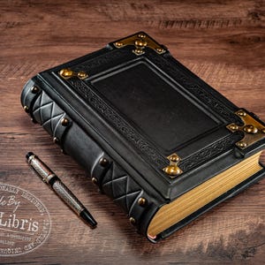 Handmade Italian Leather Journal: Medieval Book of Shadows, Traveler Sketchbook image 1
