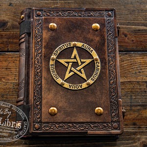 Pentagram Leather Journal: Large Italian Leather Book of Shadows image 3