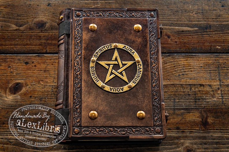 Pentagram Leather Journal: Large Italian Leather Book of Shadows image 3