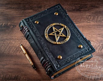 Pentagram Leather Journal: Large Black Leather Book of Shadows