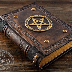 Pentagram Leather Journal: Large Italian Leather Book of Shadows image 4