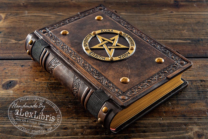 Pentagram Leather Journal: Large Italian Leather Book of Shadows image 4