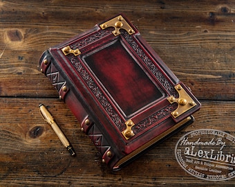 Handmade Italian Leather Medieval Journal: Book of Shadows, 8" x 10"