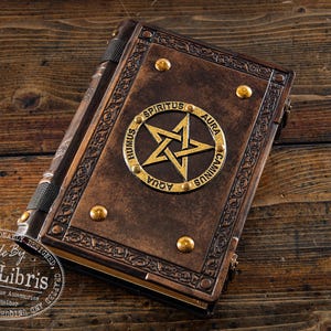 Pentagram Leather Journal: Large Italian Leather Book of Shadows image 2