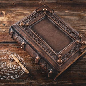 Large Medieval Leather Journal: Embossed Book of Shadows (8x10 Inches)
