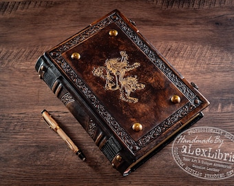 Lions Leather Journal: Large Antiqued Italian Leather, 500 Blank Pages