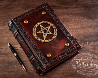Pentagram Leather Journal: Large Italian Leather Book of Shadows