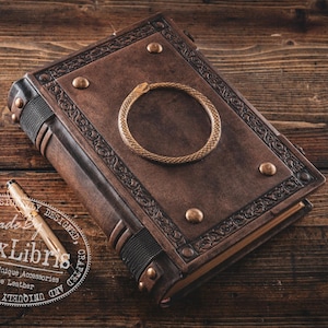 Ouroboros Leather Journal: Large Antiqued Italian Leather, 500 Blank Pages