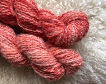 Strawberry Moon SET naturally dyed handspun yarn, worsted weight, 210 yards