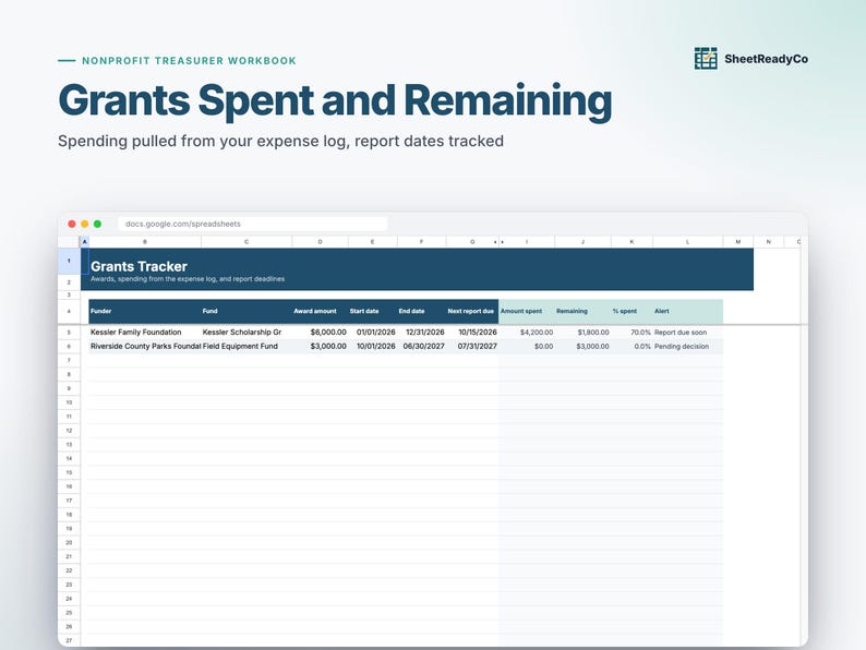 Nonprofit Spreadsheet Treasurer Workbook | Fund Accounting, Donation ...