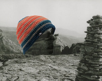 Crocheted hat - terra cotta - 100% wool with lining - 5 Sizes - MADE TO ORDER