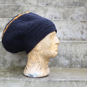 FAIRY Dread Hat Size M with Mandala black & turmeric 100% sheep wool lined image 4