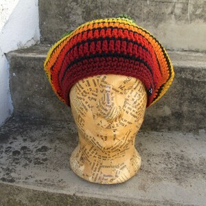 Tam Rasta hat Size M rainbow & black lined 100% wool image 2