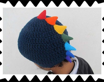 funky Kid Hat boys girls blue rainbow with lining Size M