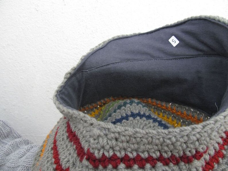 Tam Rastahat Size S grey & rainbow brimmed lined 100% wool image 4