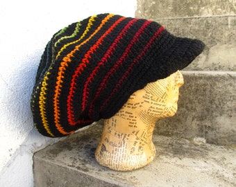 Dread Tam - Size L - rainbow black - brimmed - lined - 100% wool