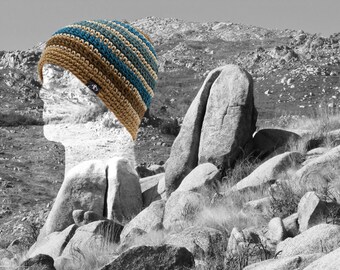Crocheted hat olive tree light 100% wool with lining 5 Sizes MADE TO ORDER