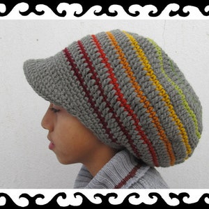 Tam Rastahat Size S grey & rainbow brimmed lined 100% wool image 1