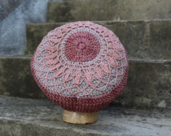 FAIRY Dread Hat - DYED - Taglia M - con Mandala - nero e rosso - 100% lana di pecora - foderato