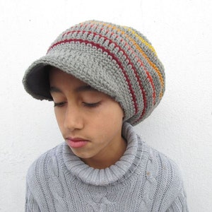 Tam Rastahat Size S grey & rainbow brimmed lined 100% wool image 3