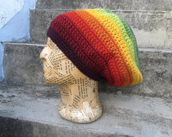 Tam Rasta hat - Size M - rainbow -  lined - 100% wool