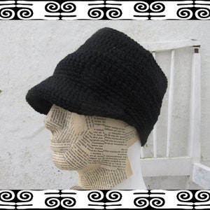 Headband - Size XL - Dreads Tube Hat - with brim - black - 100% wool